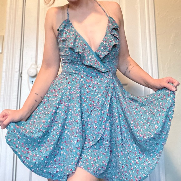 NWOT Charlotte Russe Teal Floral Sundress SIZE S - Picture 3 of 10